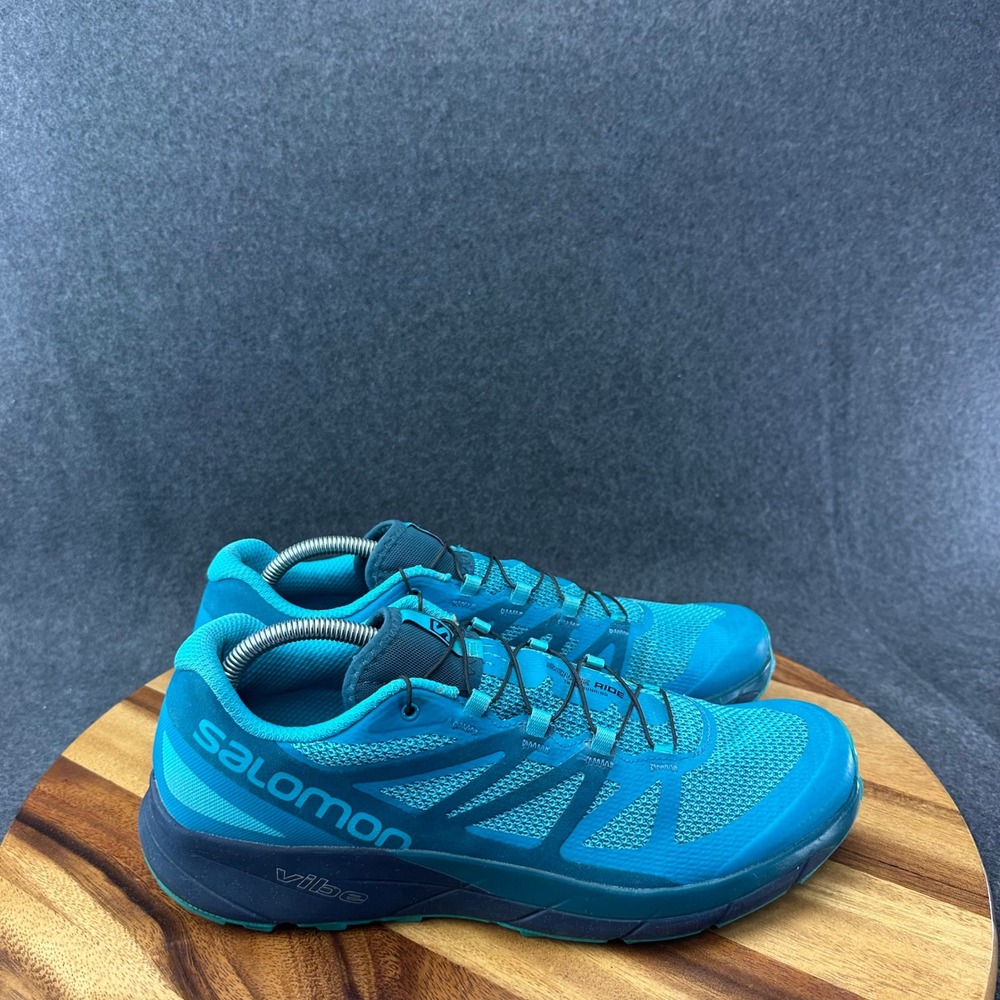 Salomon Vibe Sense Ride Trail Running Shoes Womens Sz 12 Blue Teal Mesh Hiking